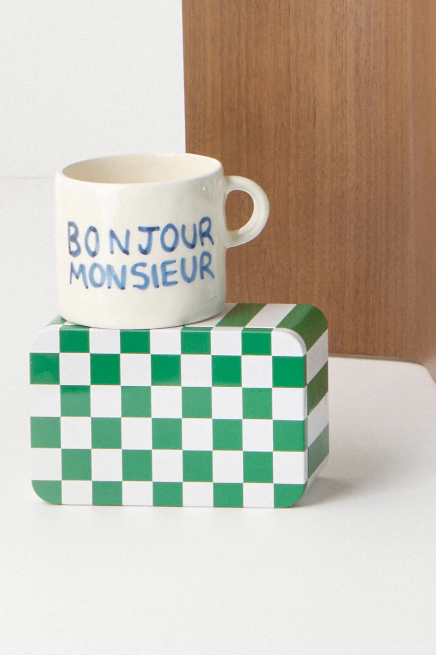 Tin beholder, L17 cm - Green and Off-white - Image 2