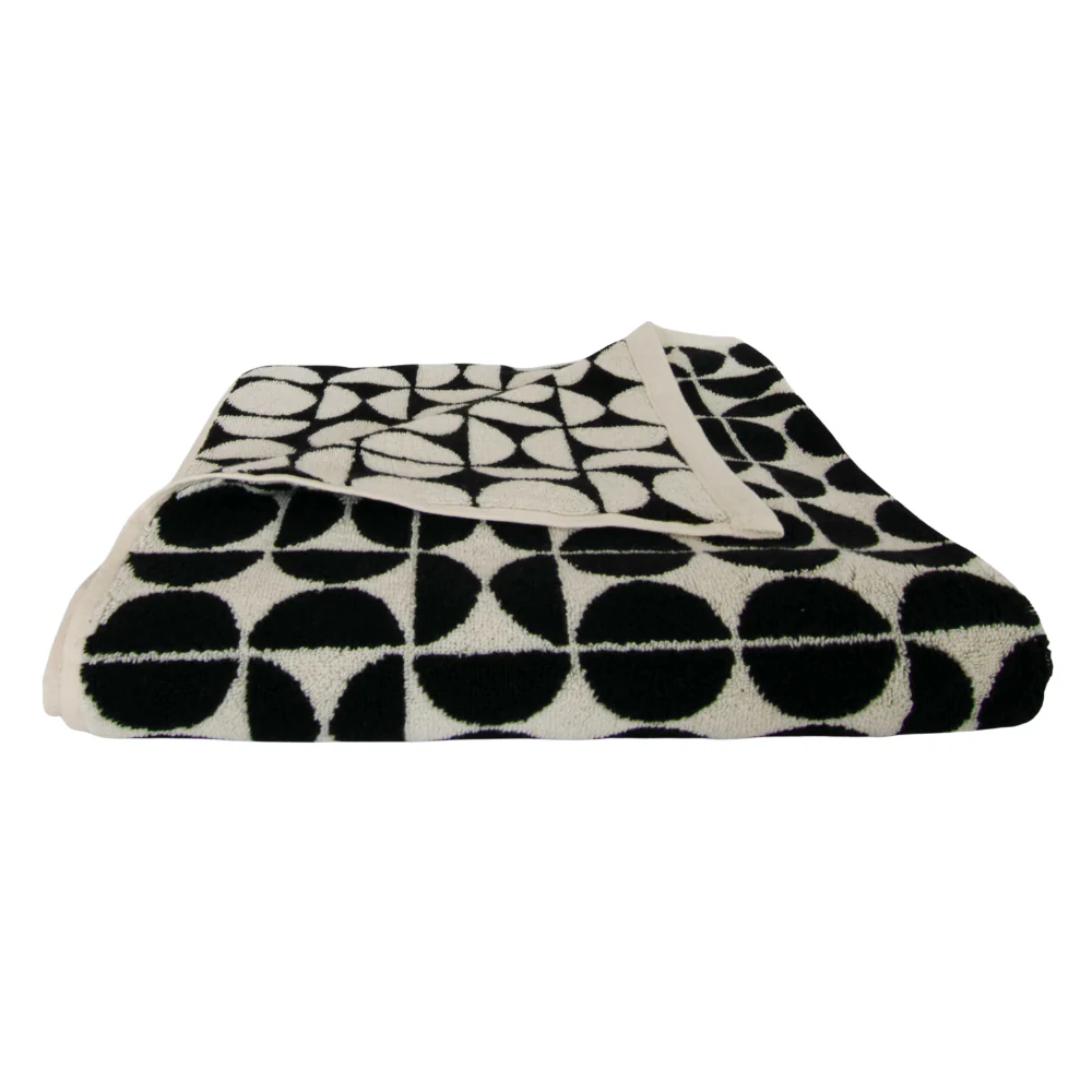 Geo håndklæde, Black/Cream - 70x140 cm