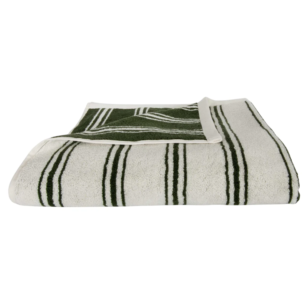 Retro Stripe håndklæde - Alpine Moss/Cream