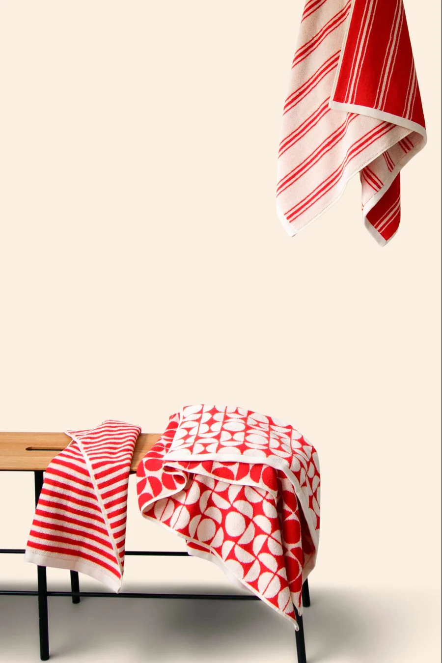 Retro Stripe håndklæde - Orange/Cream - Image 6