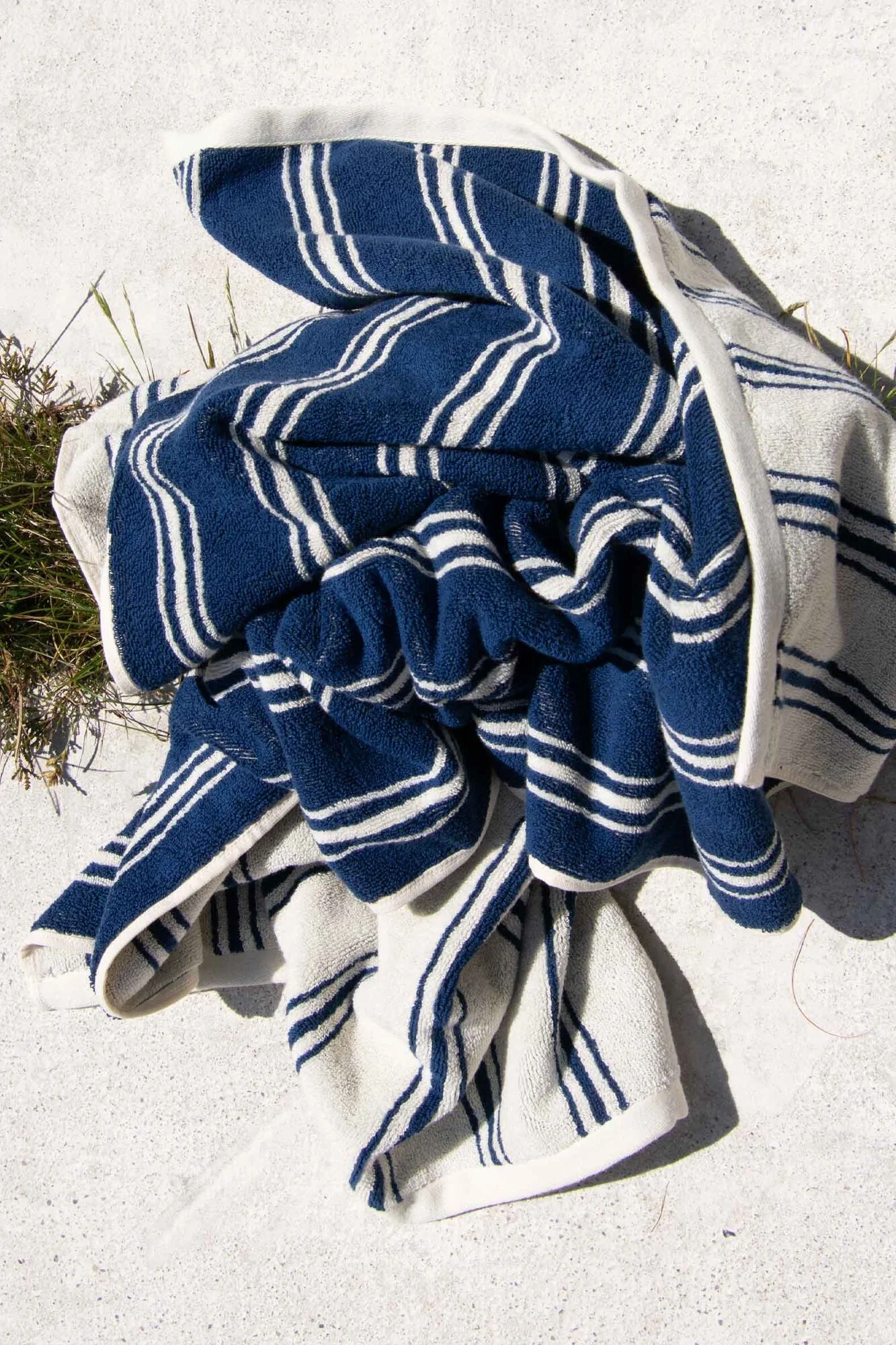 Retro Stripe håndklæde - Slate Indigo/Cream - Image 2