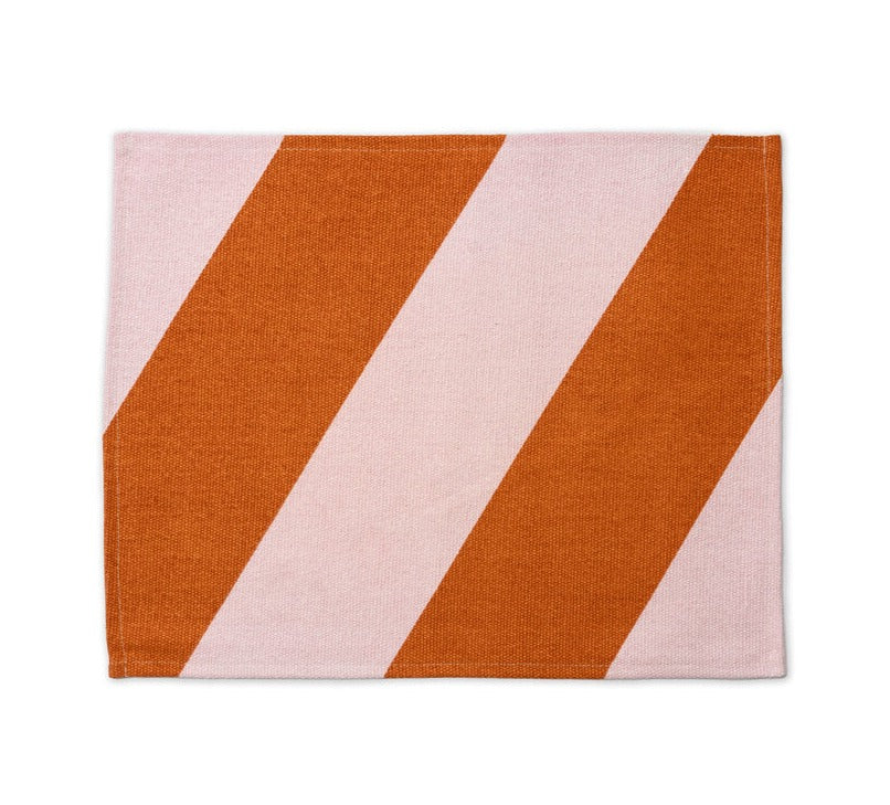Dækkeserviet skrå - rosa/cognac