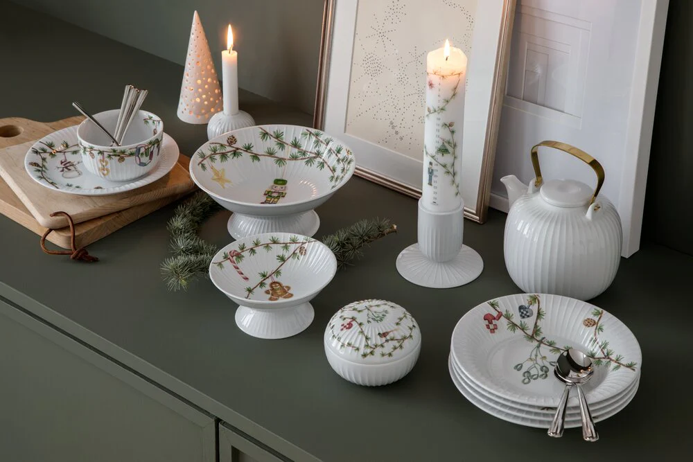 Hammershøi Christmas bonbonniere, hvid m. deko - Ø12 cm - Image 8