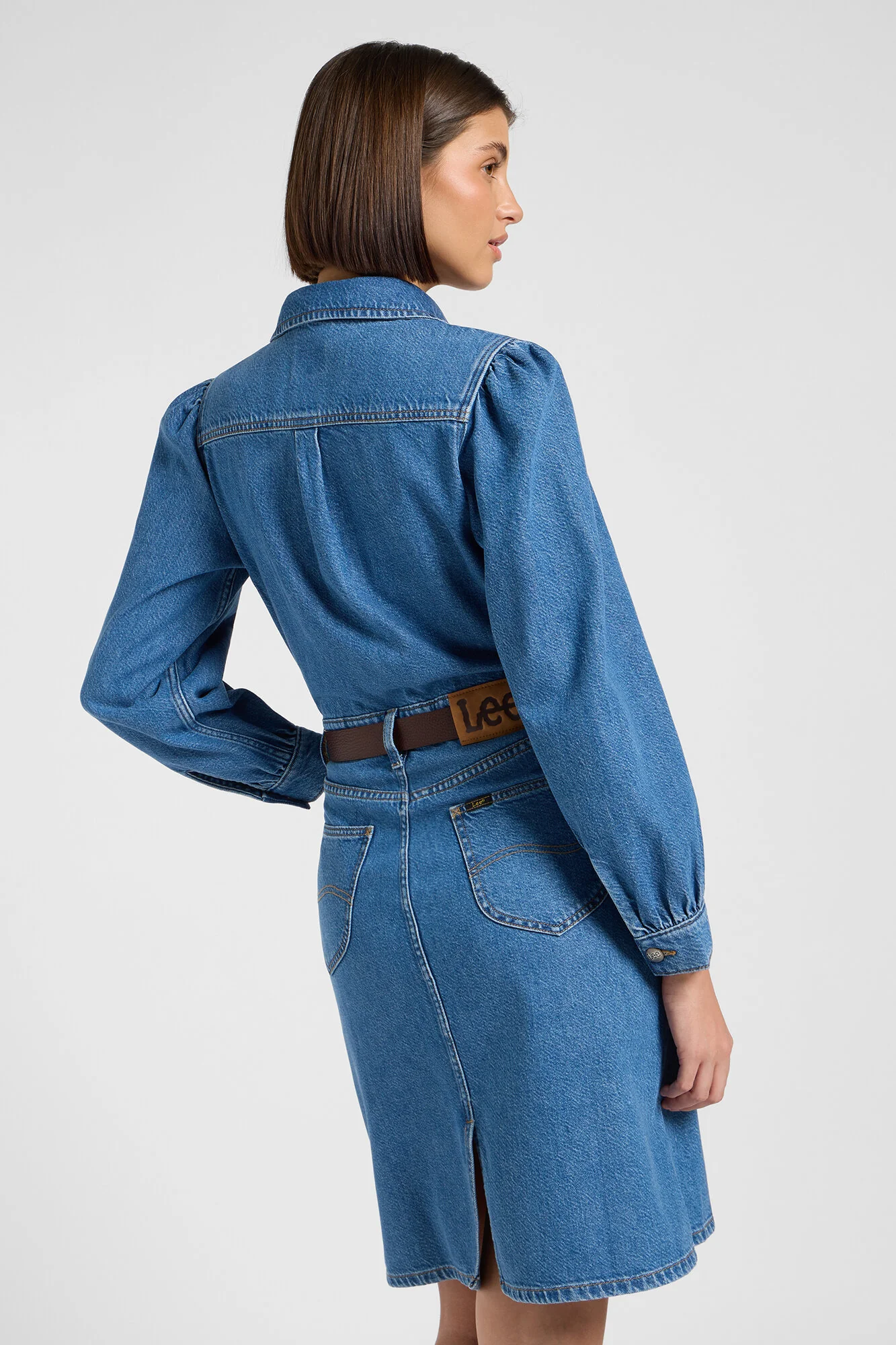 Long Sleeve kjole - Fine Blue - Image 4