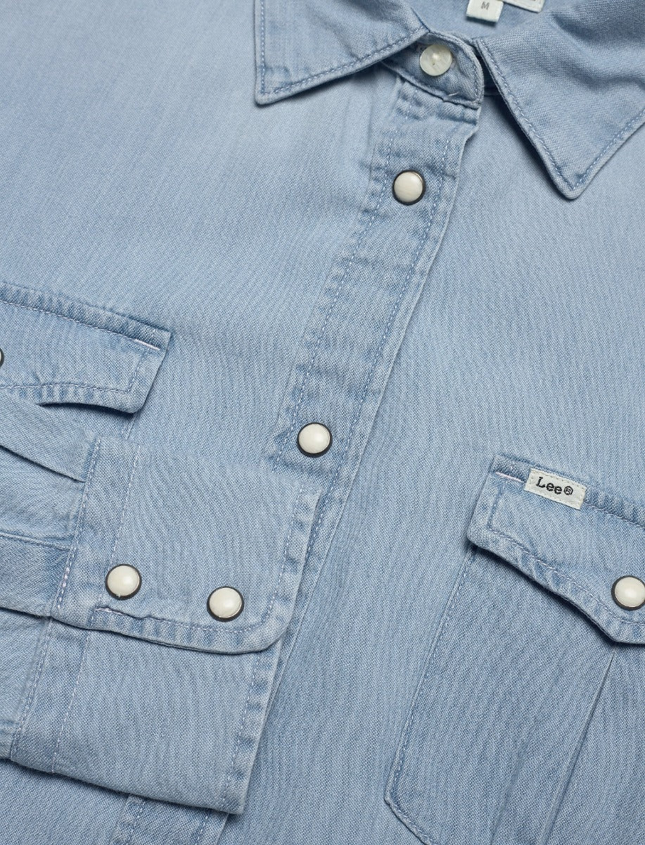 Regular western skjorte - Summer Blue - Image 3
