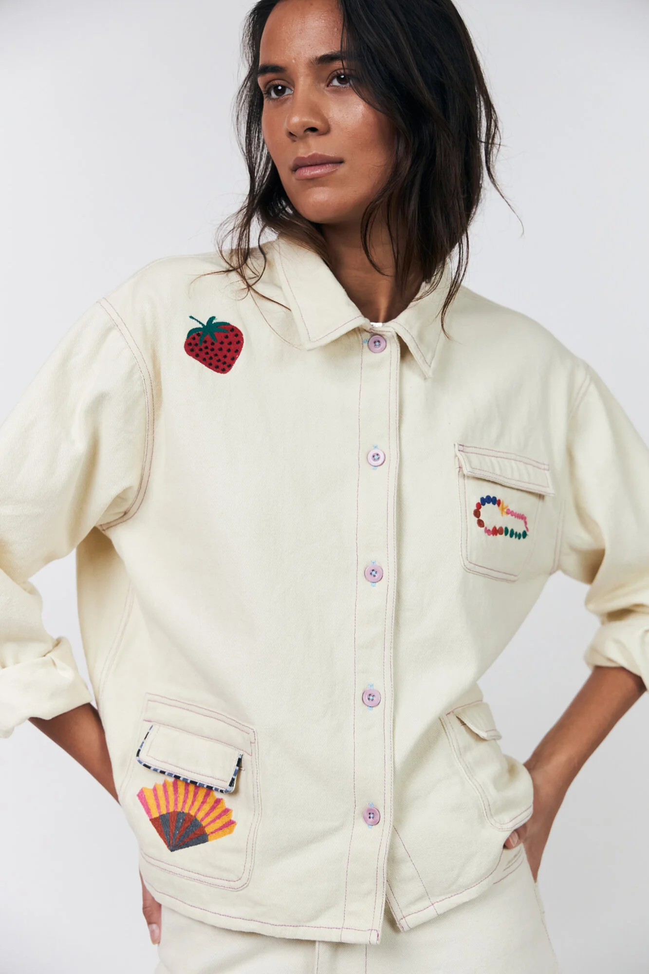 AprilLL denimjakke - creme - Image 10