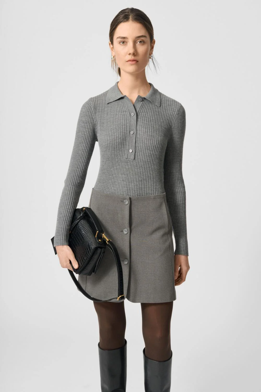 Genna kort nederdel - 057 Dark Grey