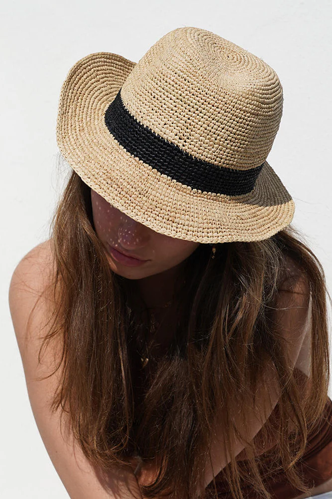 Viviani Raffia solhat - Black Stripe - Image 2