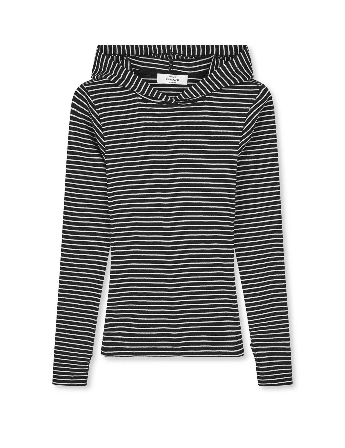 2X2 Cotton Stripe Tutti Hood langærmet t-shirt - Black/Vanilla Ice - Image 2