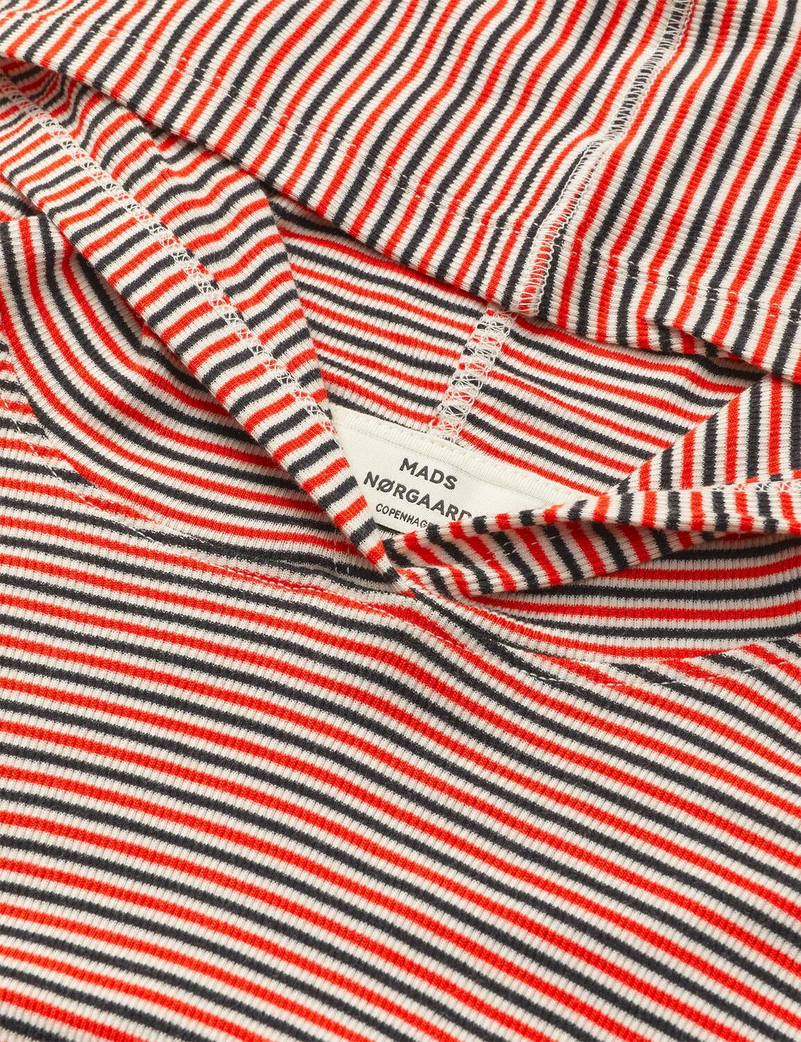 2X2 Cotton Stripe Tutti Hood langærmet t-shirt - Fiery Red/Vanilla Ice - Image 2