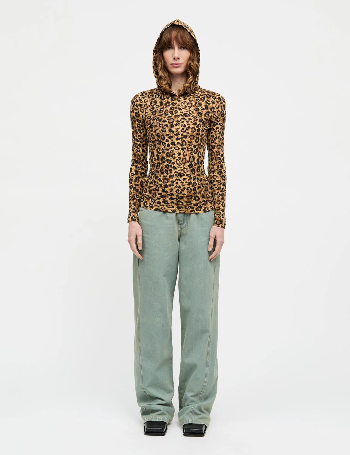 2X2 Cotton Tilla Hood langærmet t-shirt - Leopard Aop/Black - Image 3