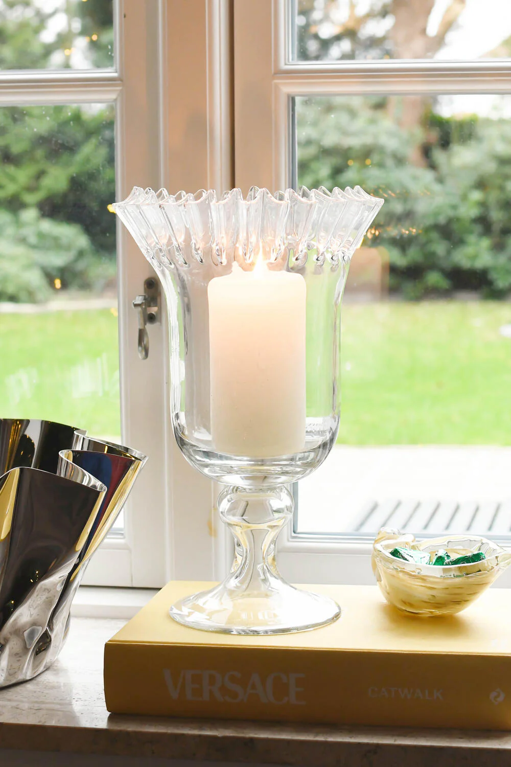 Pokalvase med flæsekant, klar - H32,5cm - Image 2