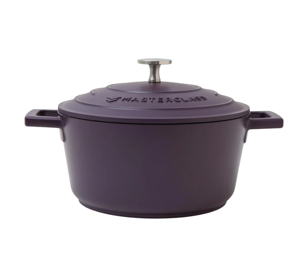 Støbt aluminiums gryde m/låg, lilla - 2,5L