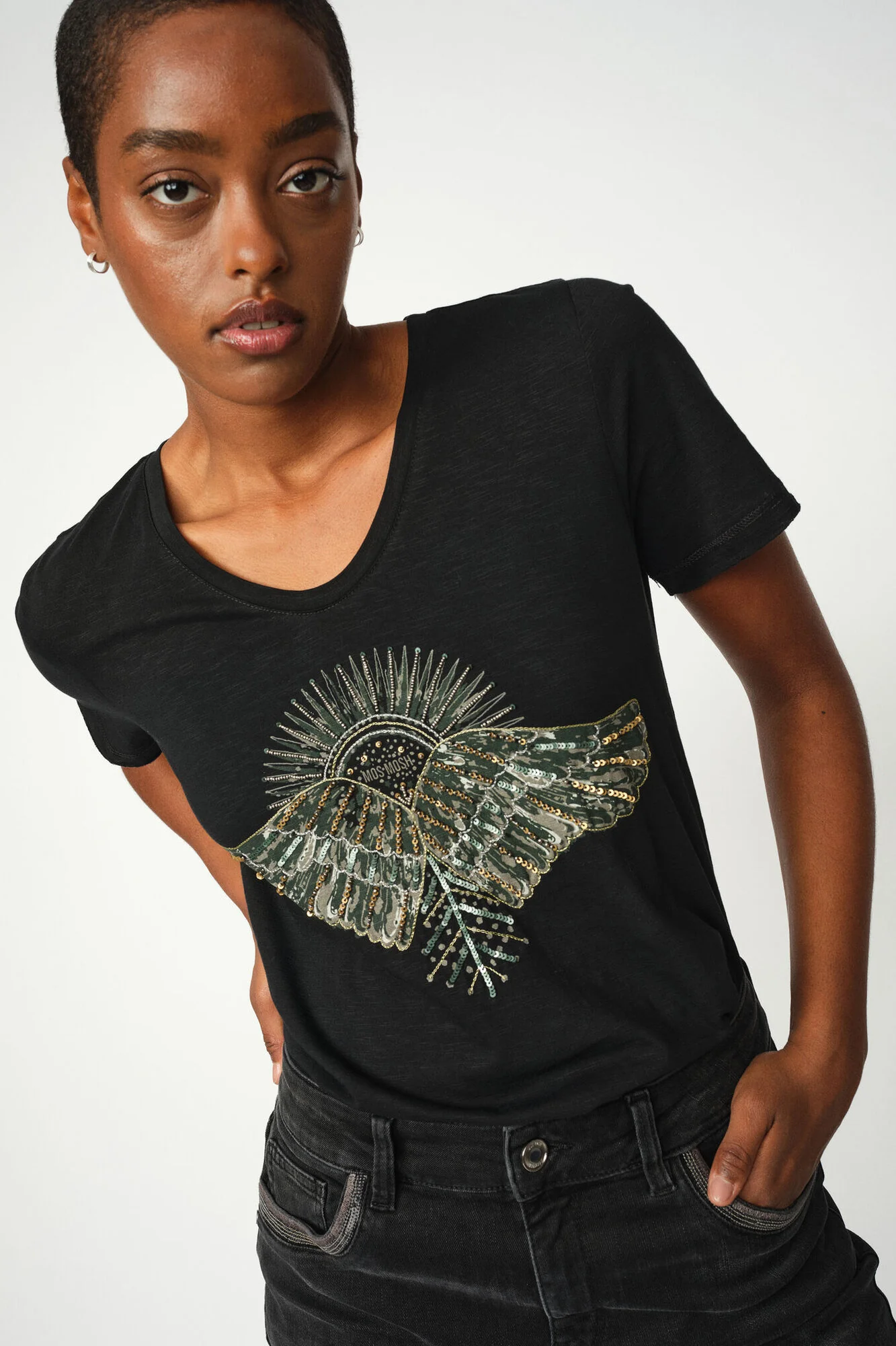Nadine O-SS Deco t-shirt - sort - Image 3