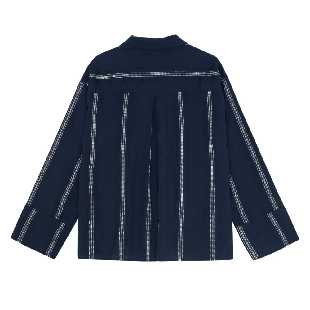 River Stripe skjorte - Dark Navy/White - Image 3