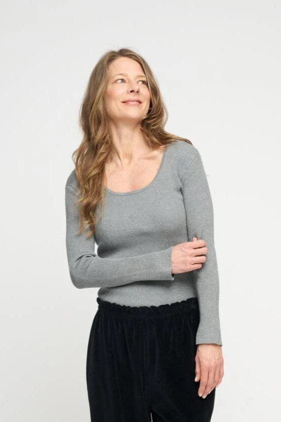 Soul rib langærmet t-shirt - grey melange