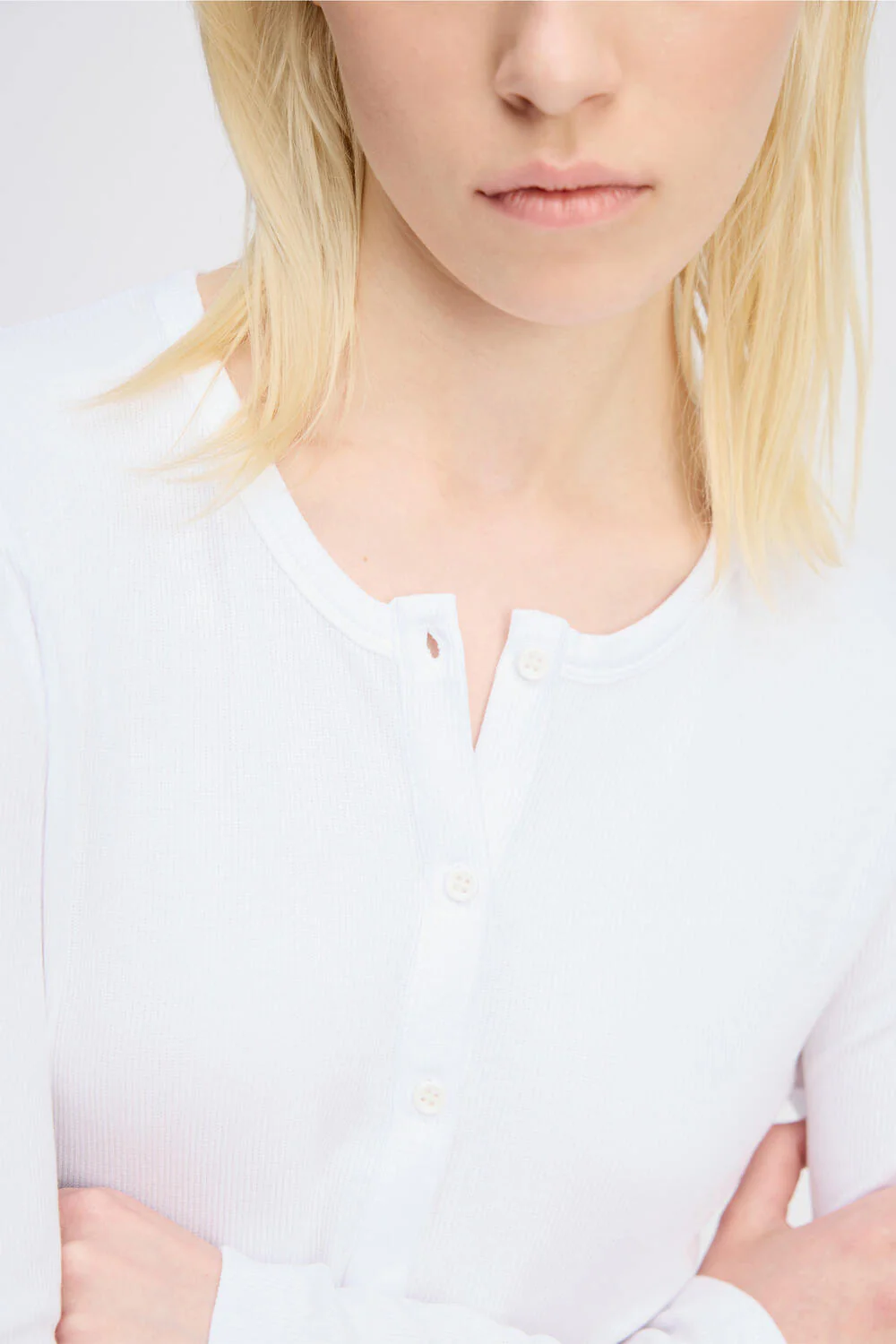 Grace Buttons langærmet t-shirt - hvid - Image 6