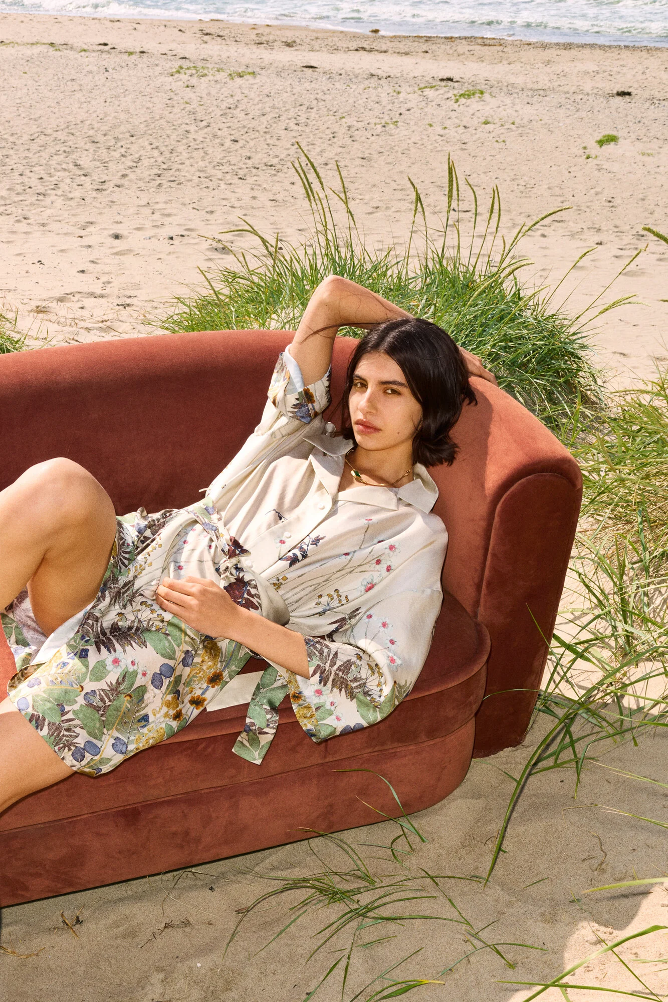 Ratana silkekjole - Print Creme - Image 7