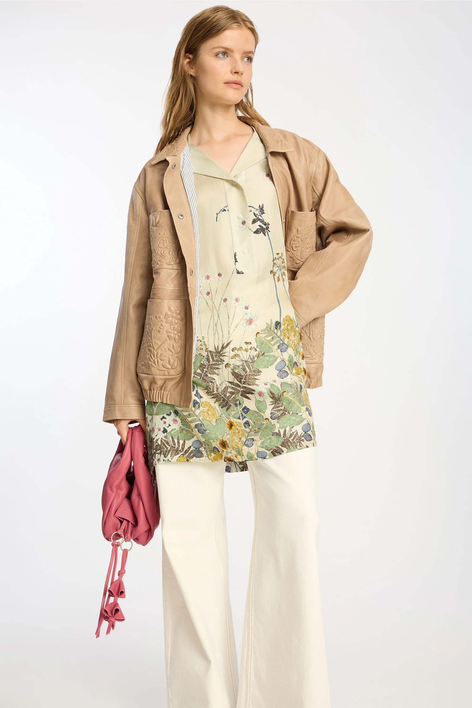Ratana silkekjole - Print Creme - Image 8