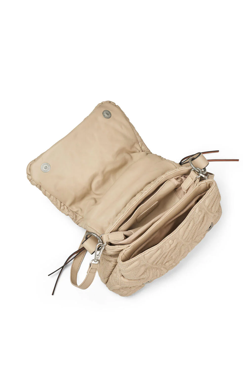 Roluke lædertaske - beige - Image 7