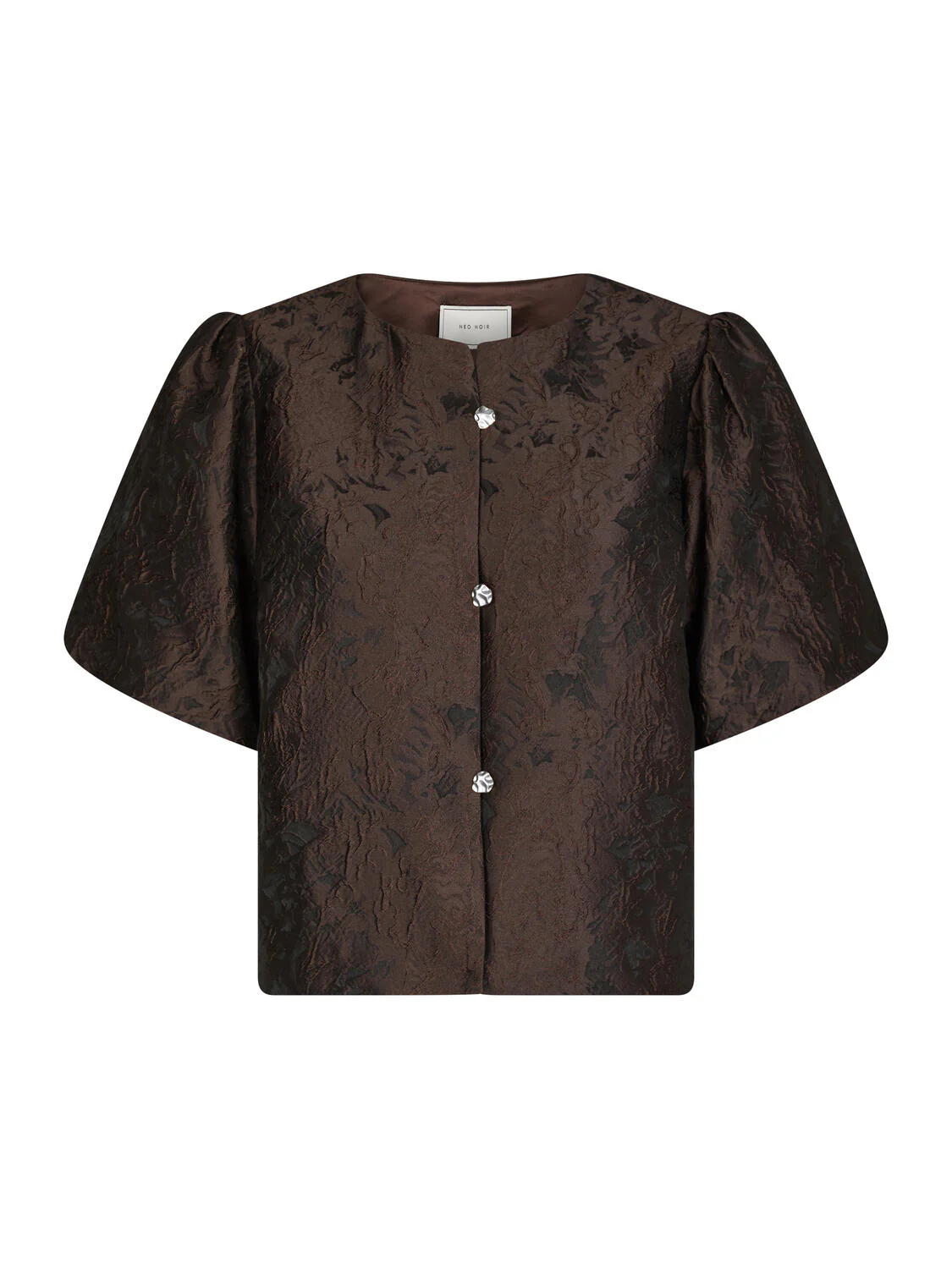 Aisa Brocade bluse - mørkebrun - Image 2