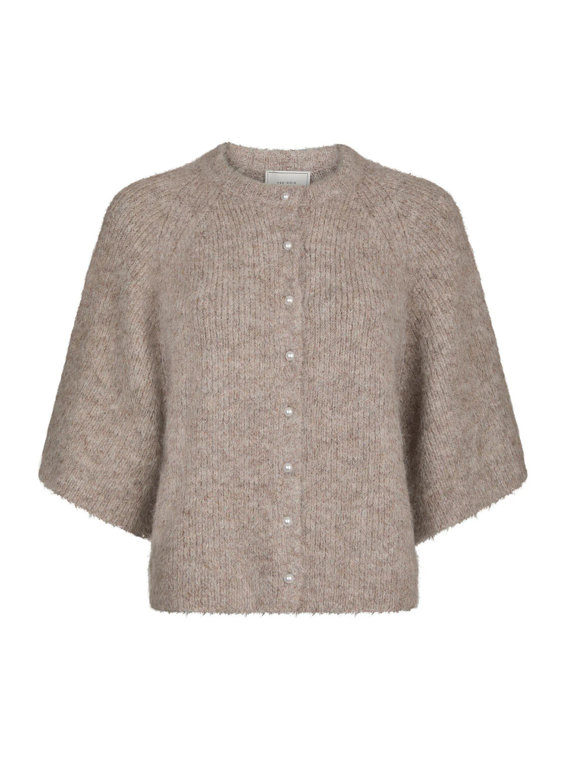 Amaya Fluffy Knit cardigan - Beige Melange - Image 2