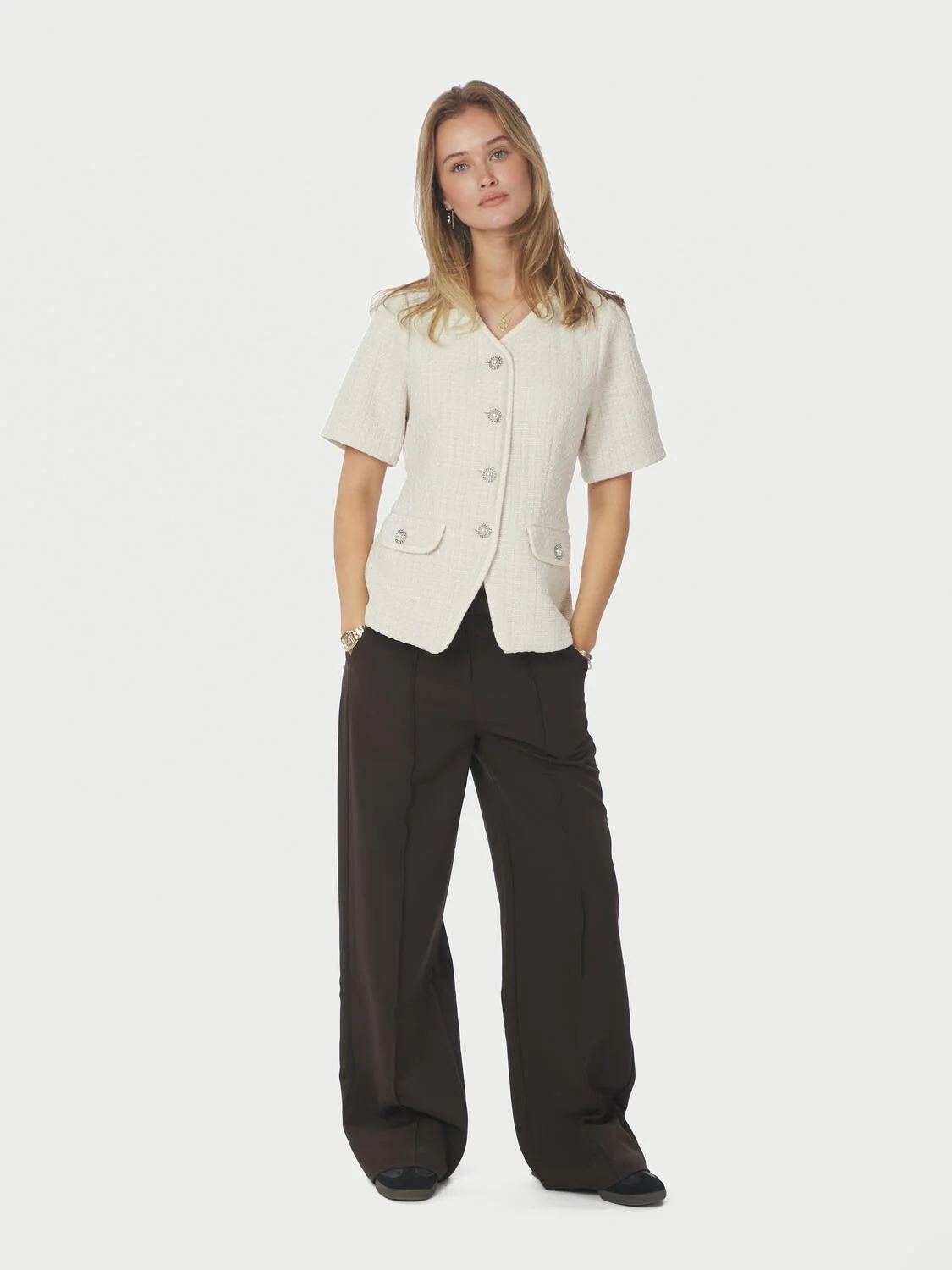 Faina Boucle bluse - Off White - Image 5