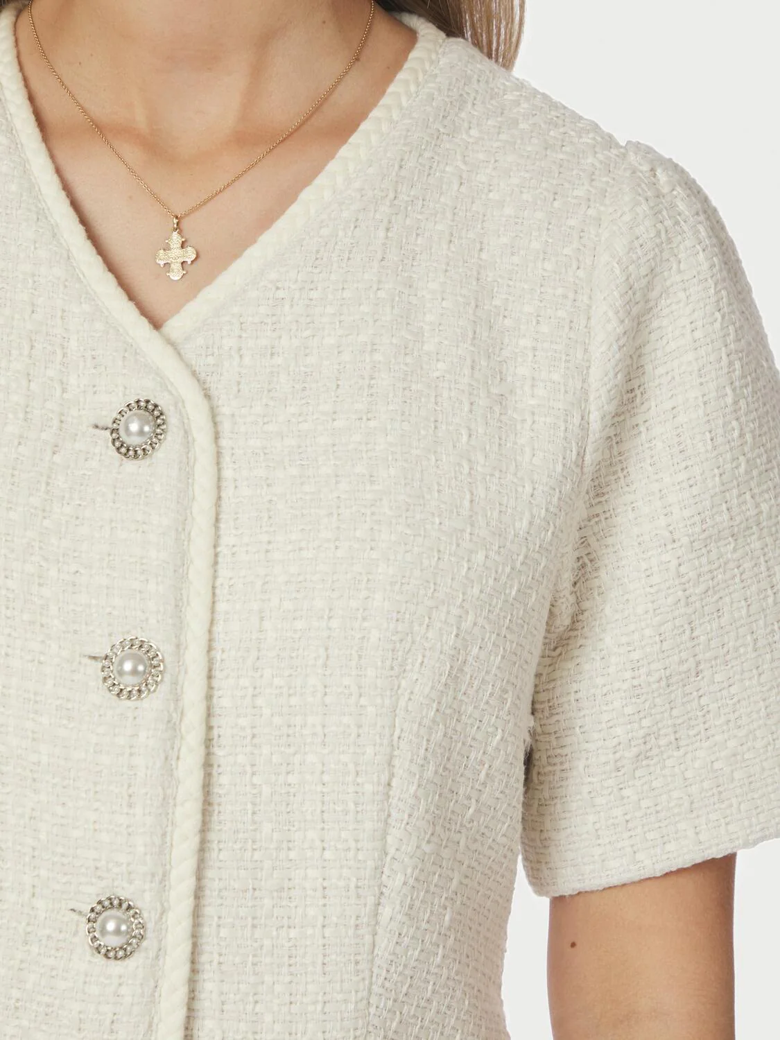 Faina Boucle bluse - Off White - Image 6