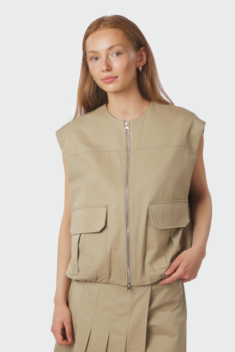 Flo Balloon Twill vest - Taupe
