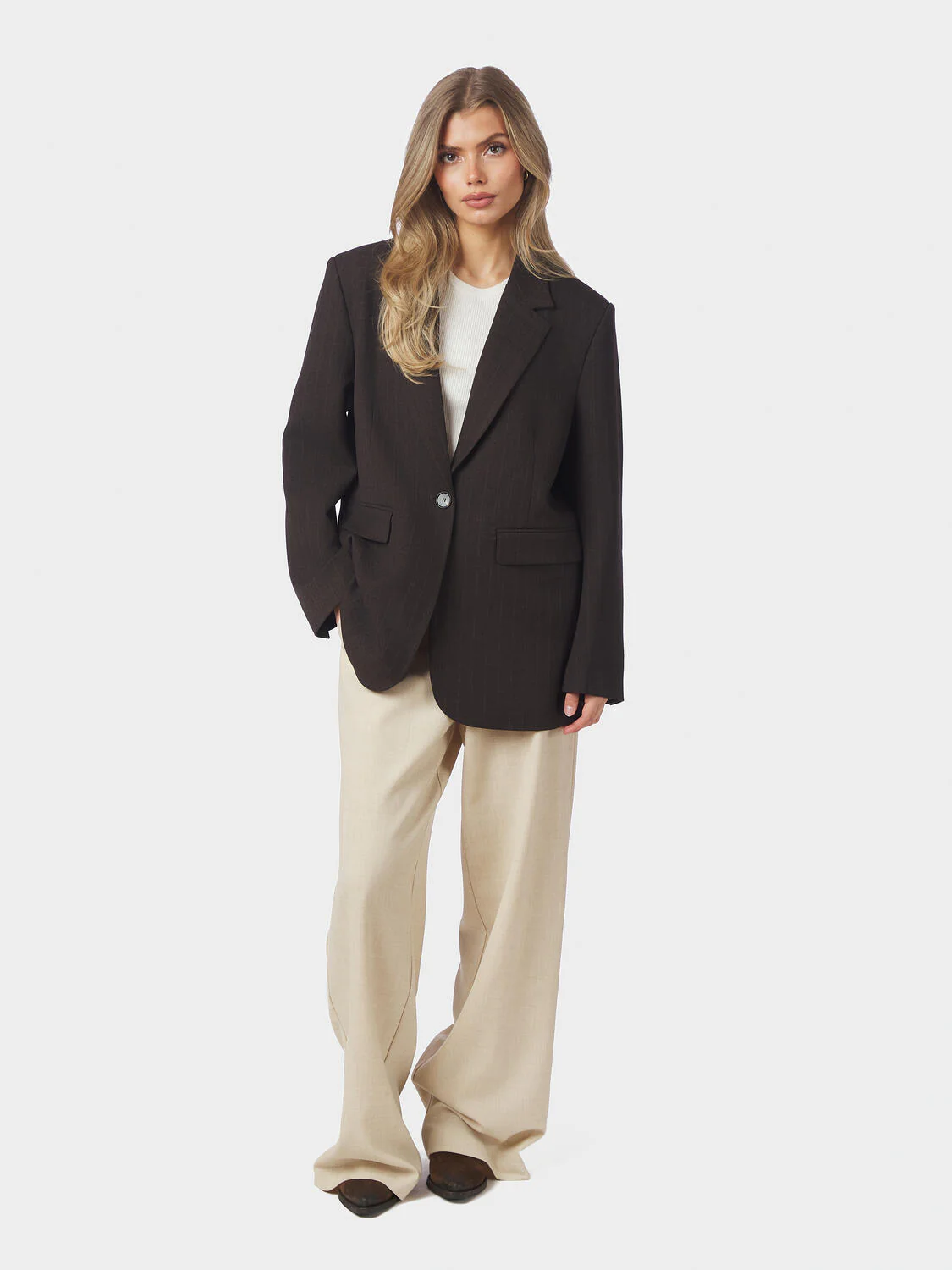 Gaby Pinstripe blazer - mørkebrun - Image 4