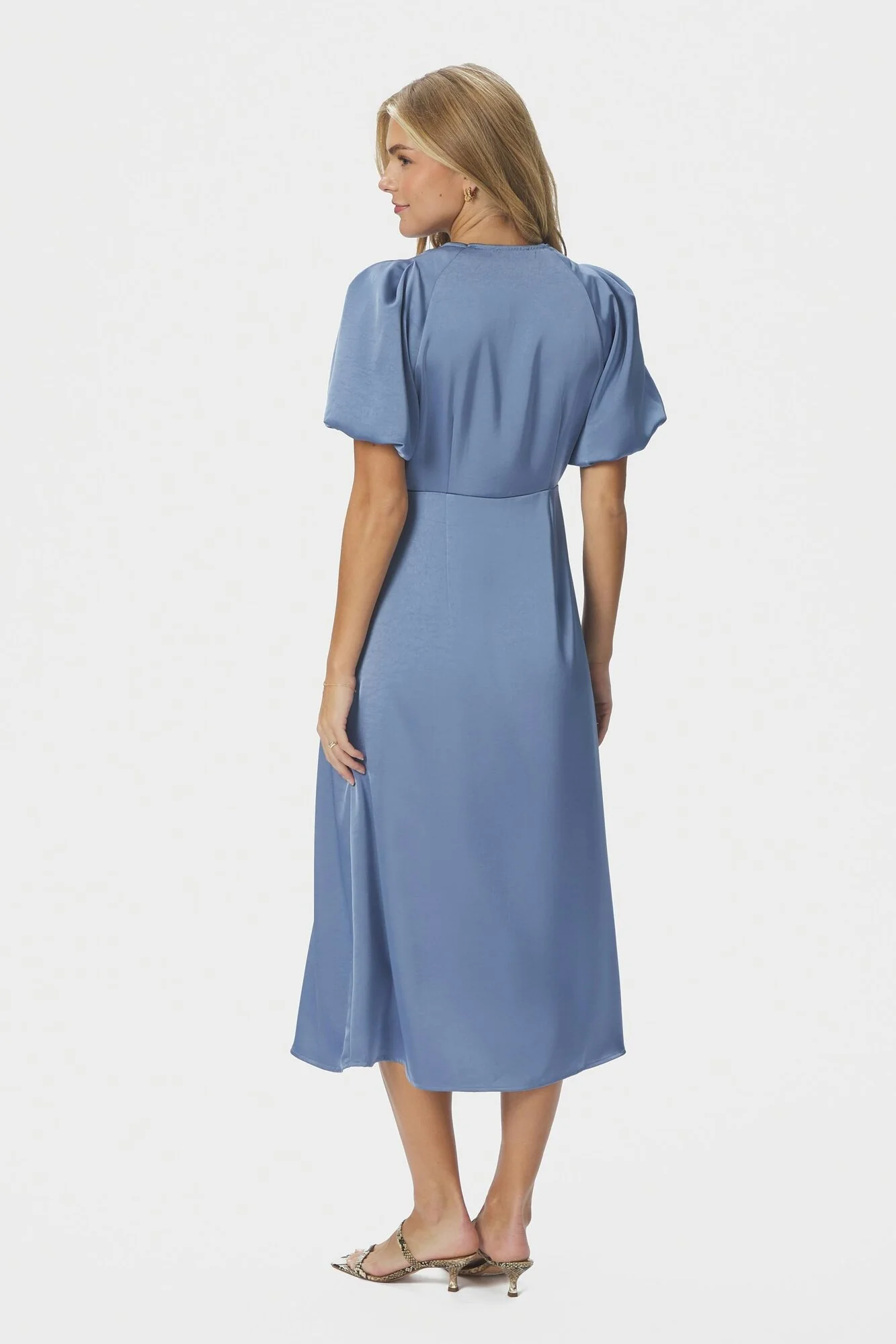 Illana Heavy Sateen kjole - Smoke Blue - Image 3