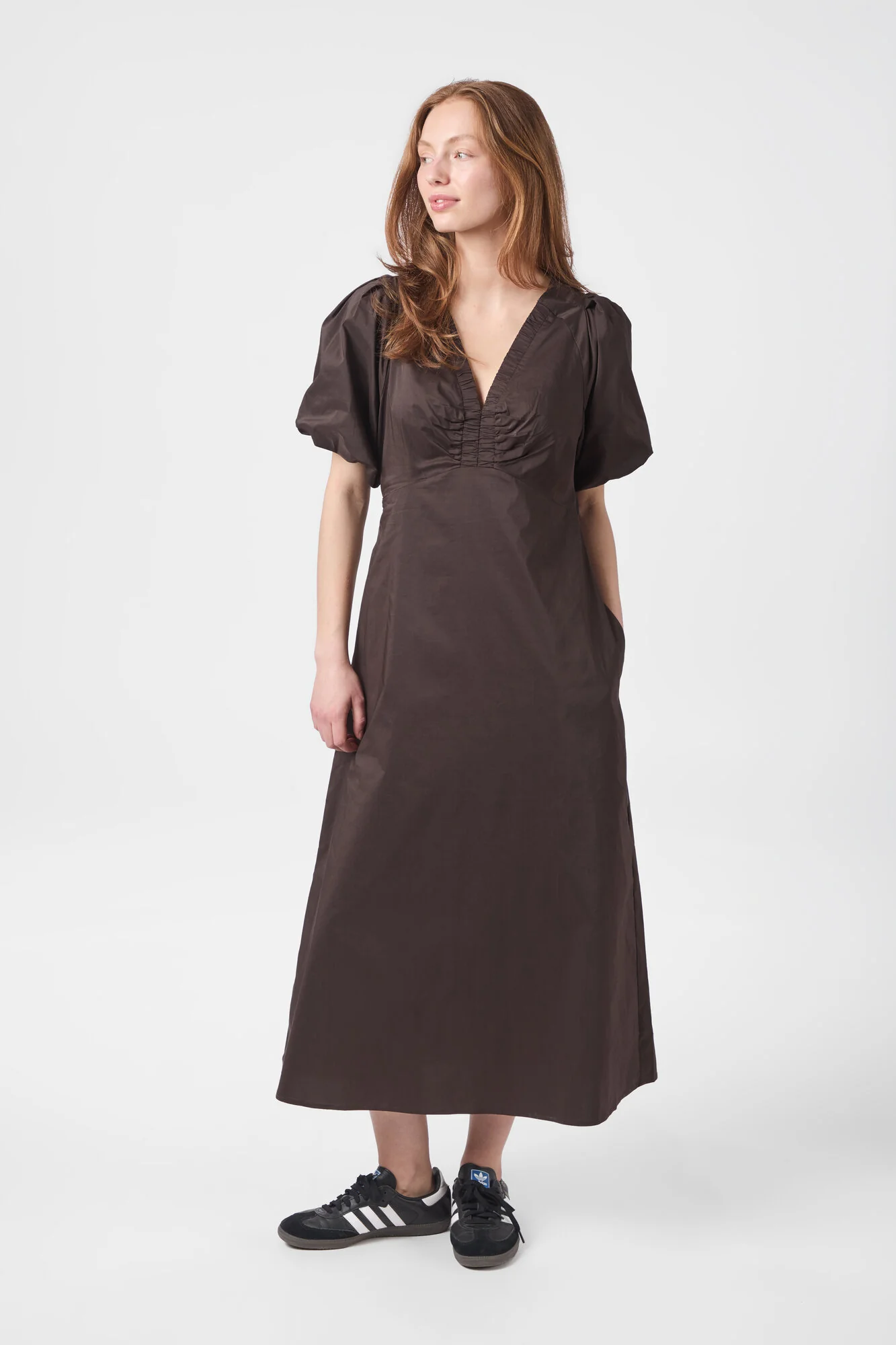 Illana Poplin kjole - Chocolate Brown