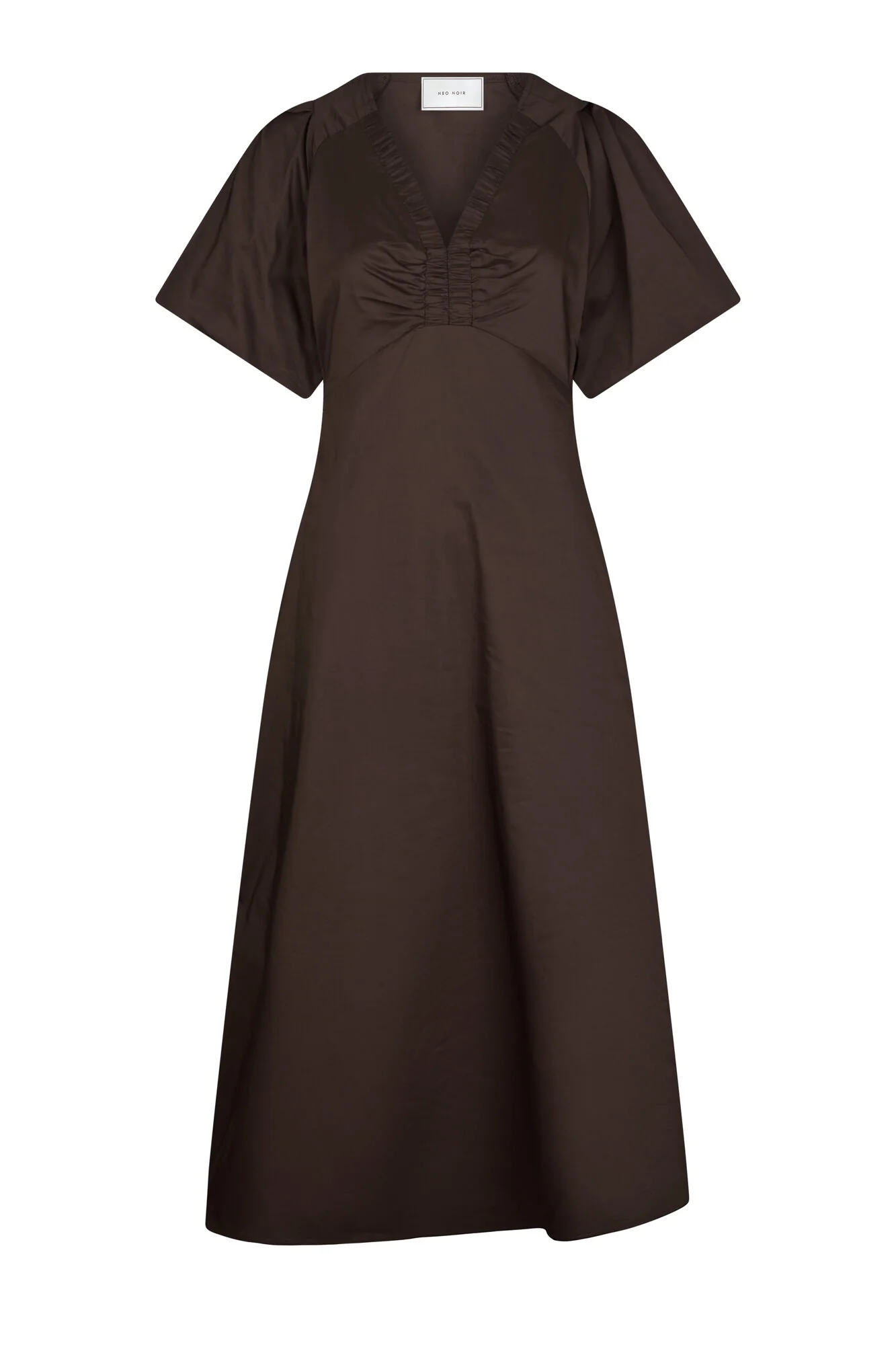 Illana Poplin kjole - Chocolate Brown - Image 2
