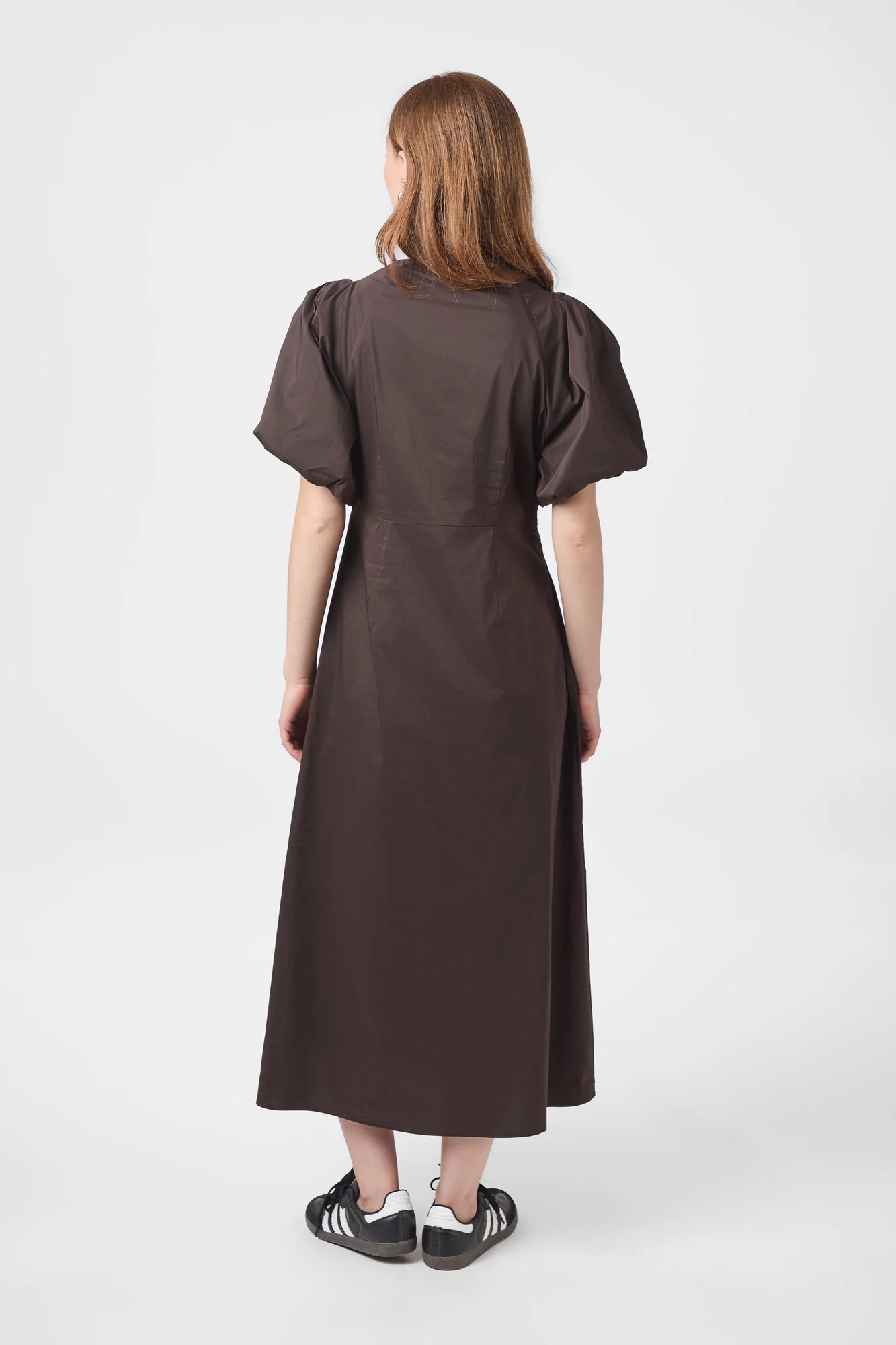 Illana Poplin kjole - Chocolate Brown - Image 3