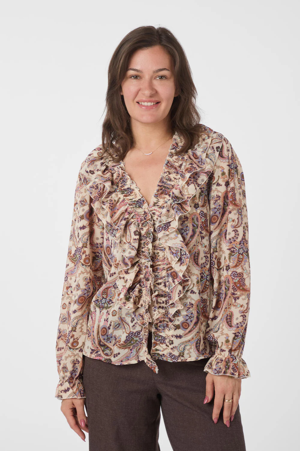 Ivey Art Paisely bluse - Creme