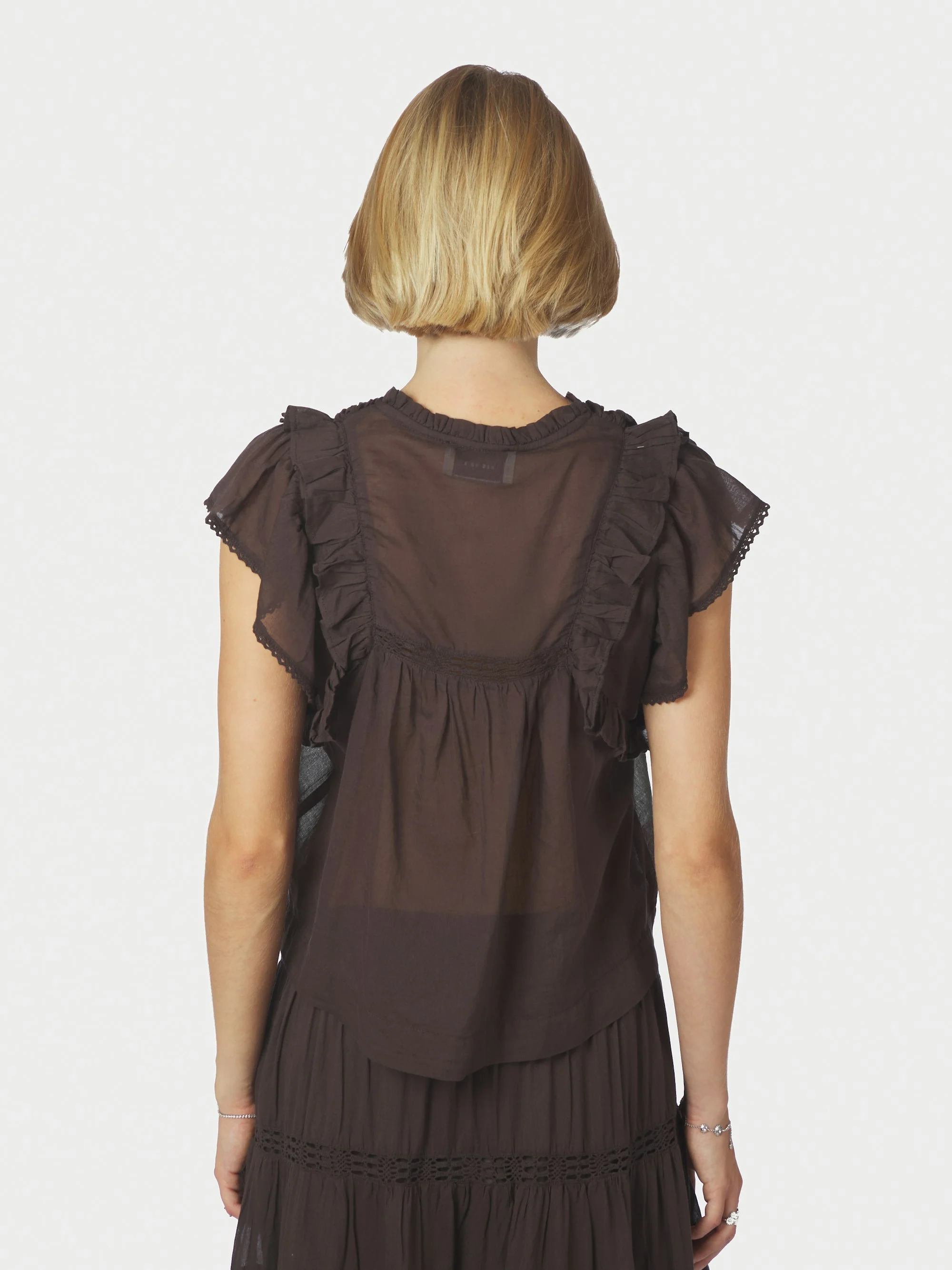 Jayla S Voile top - mørkebrun - Image 4