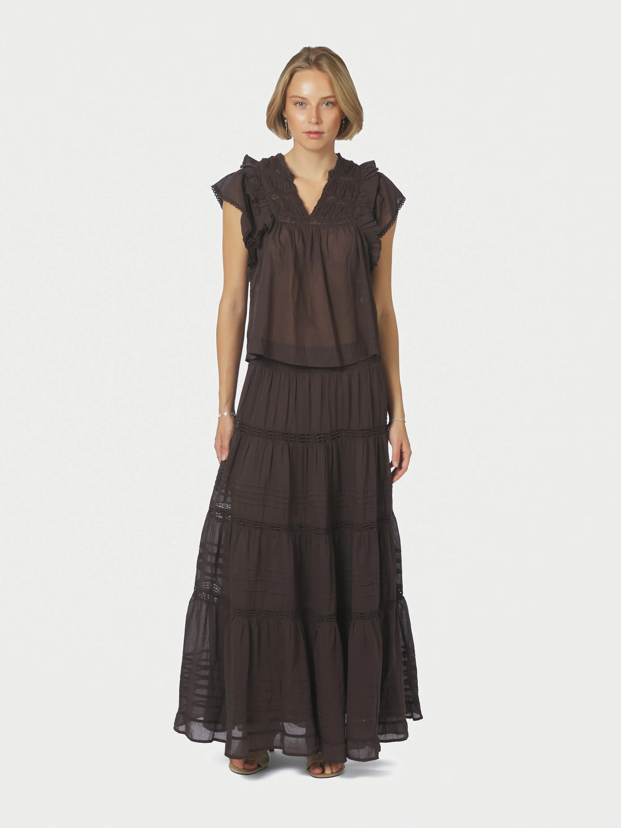 Jayla S Voile top - mørkebrun - Image 6