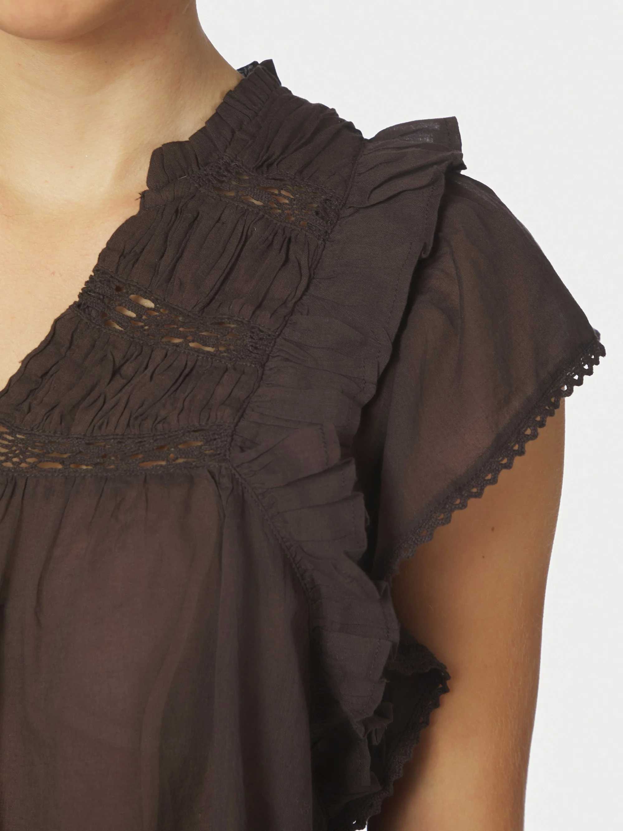 Jayla S Voile top - mørkebrun - Image 7