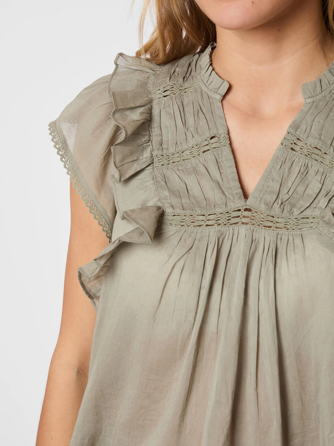 Jayla S Voile Top - Smoke Green - Image 6