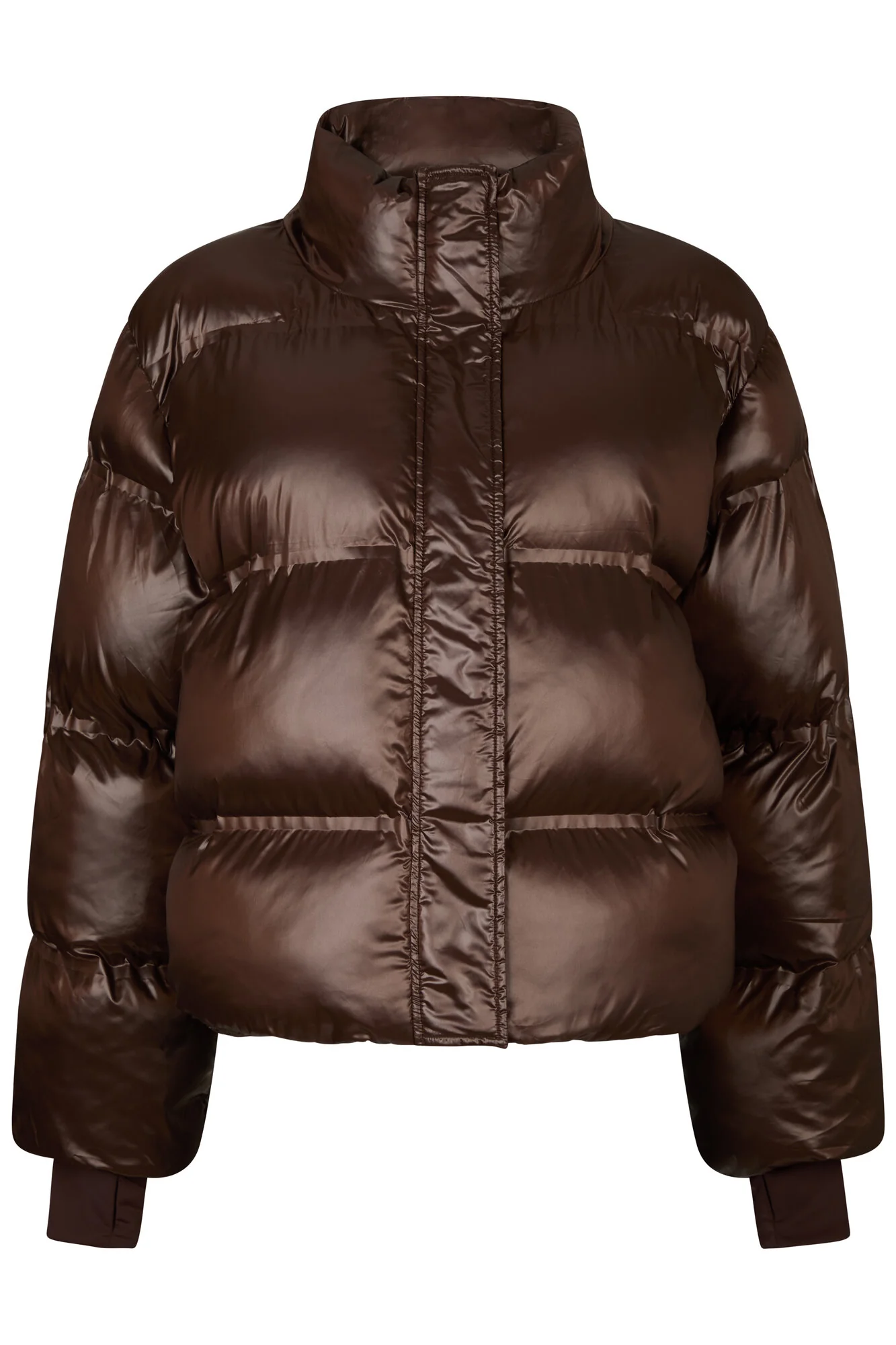Rhea Shiny Puffer jakke - Dark Brown - Image 2