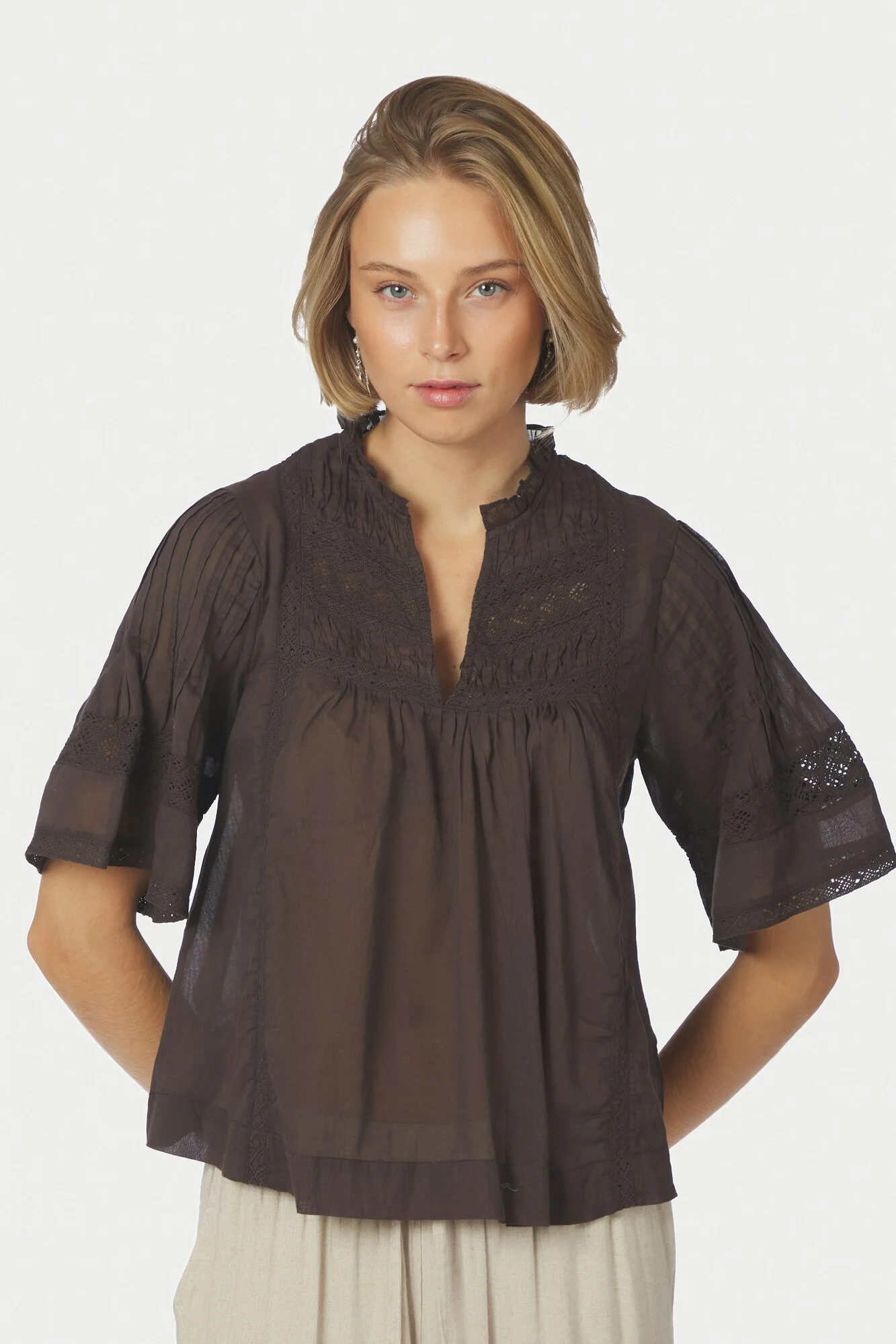 Siama S Voile top - mørkebrun