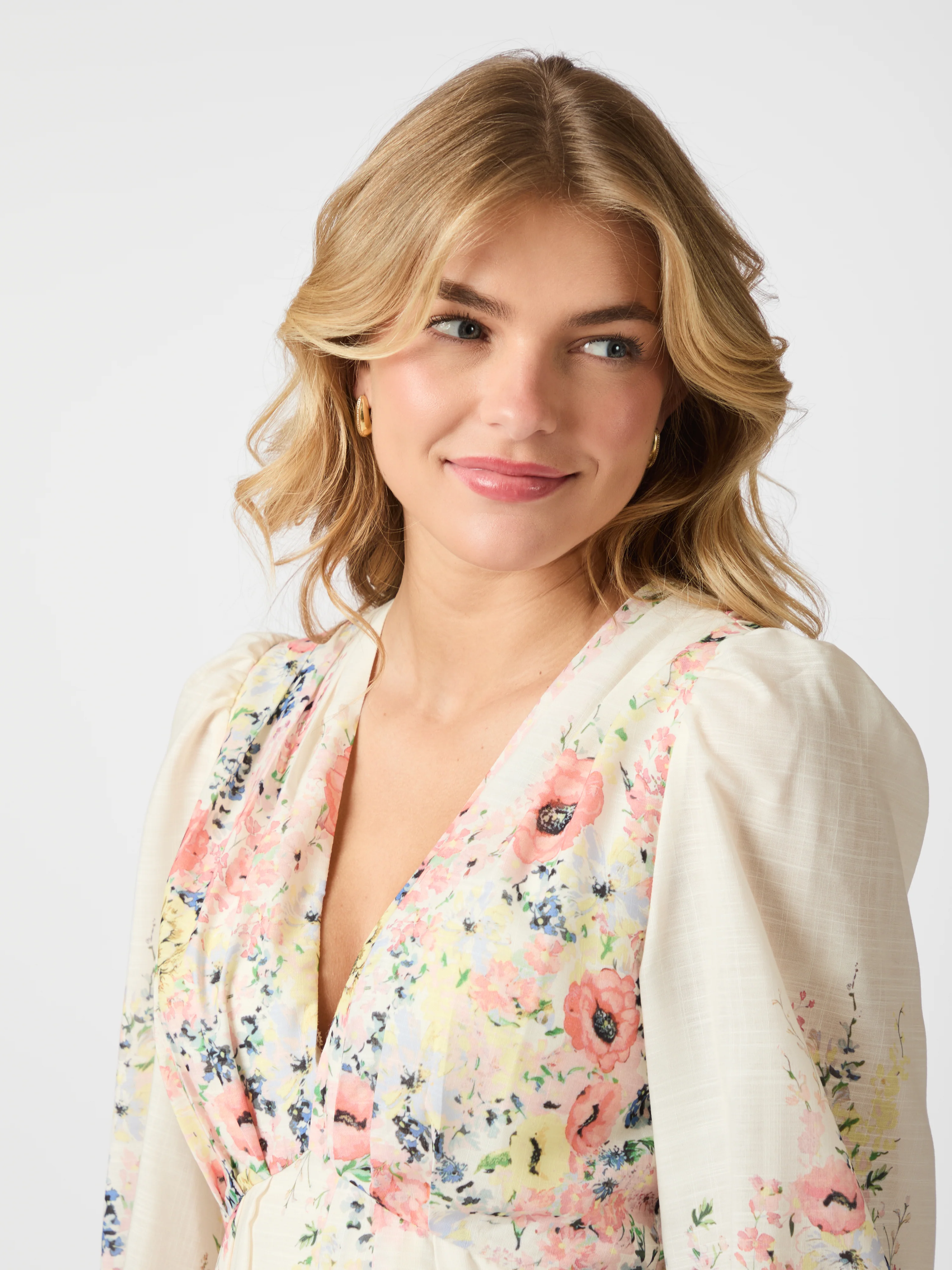 Silfi Flower Print kjole - Creme - Image 4