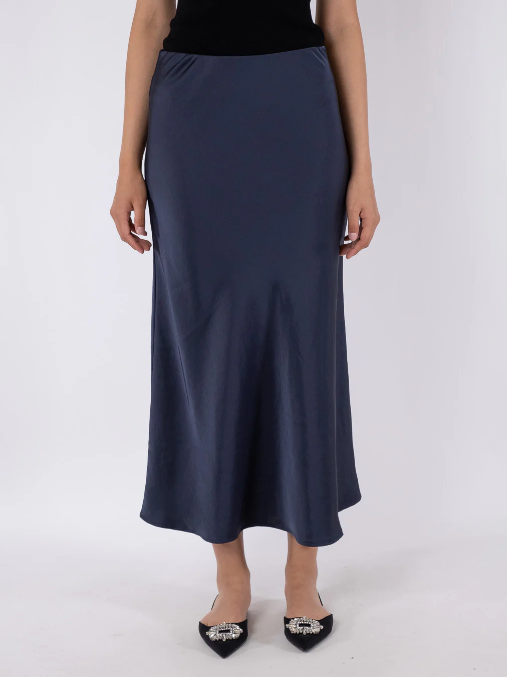 Vicky Heavy satinnederdel  - Midnight blue - Image 5