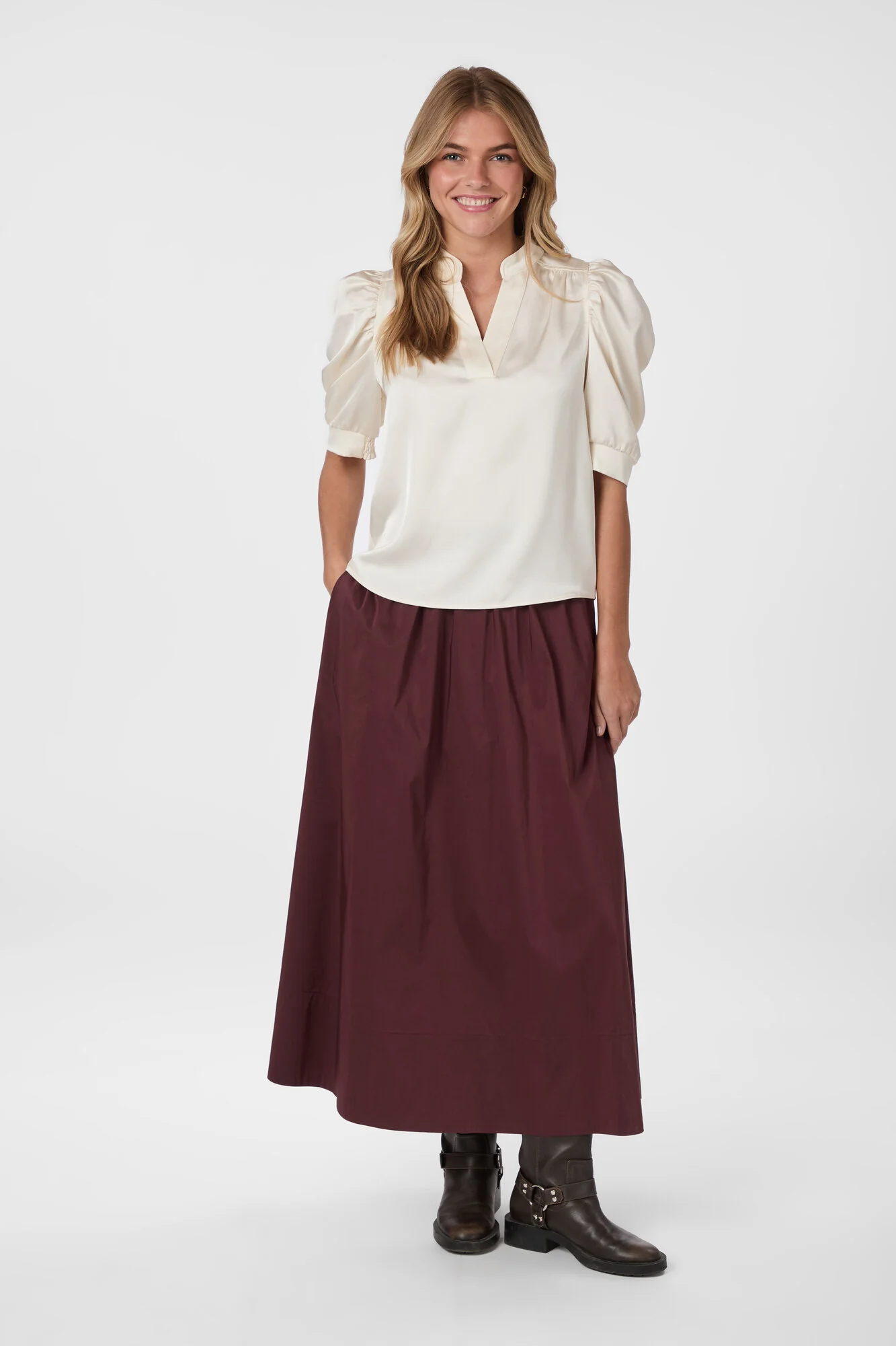 Yara Poplin nederdel - Burgundy
