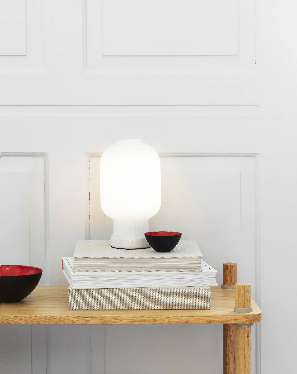 Amp bordlampe, hvid/messing - H: 26 cm. - Image 3