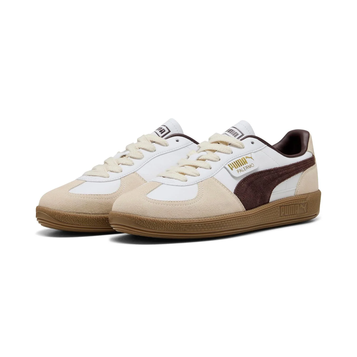 Palermo Lth sneakers - White/Chocolate Brown/Gum - Image 3