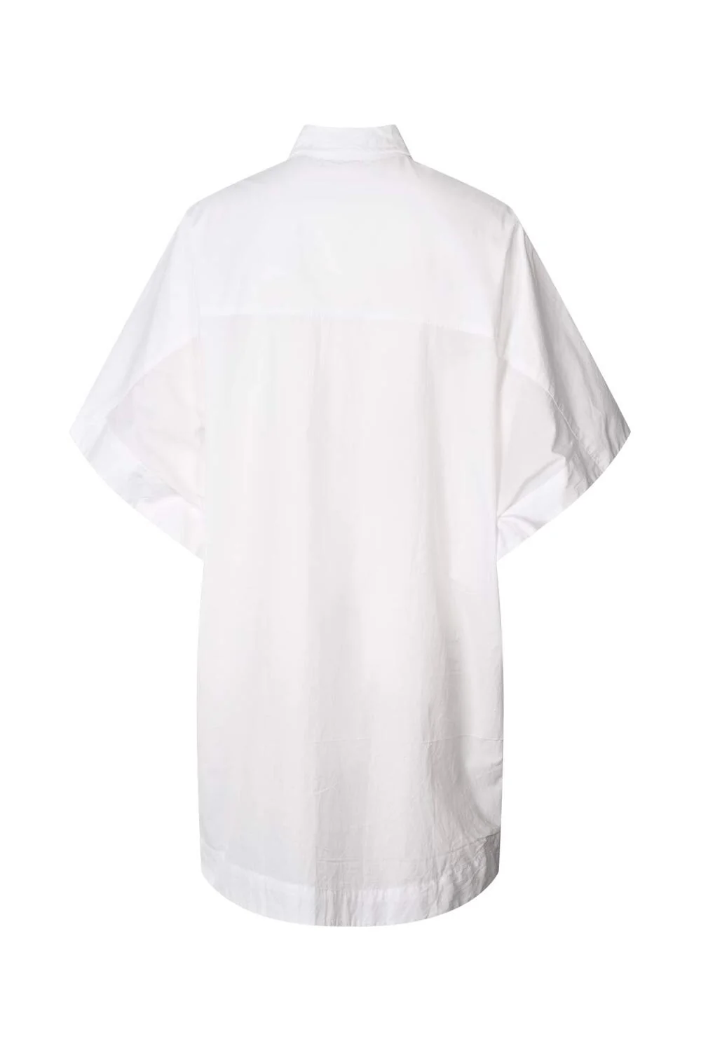 Berta Poplin Curved Hem skjortekjole - hvid - Image 2