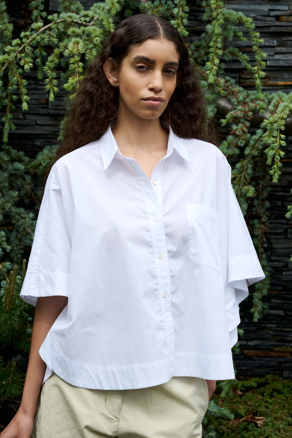 Berte Poplin Curved Hem skjorte - hvid - Image 3