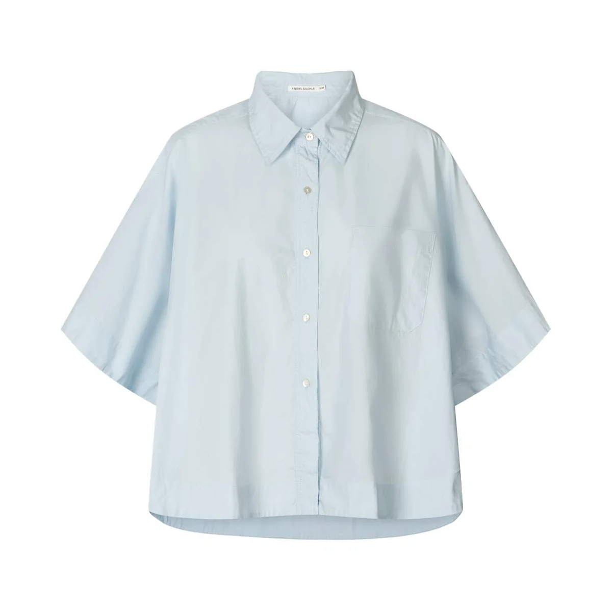 Berte Poplin Curved Hem skjorte - lyseblå