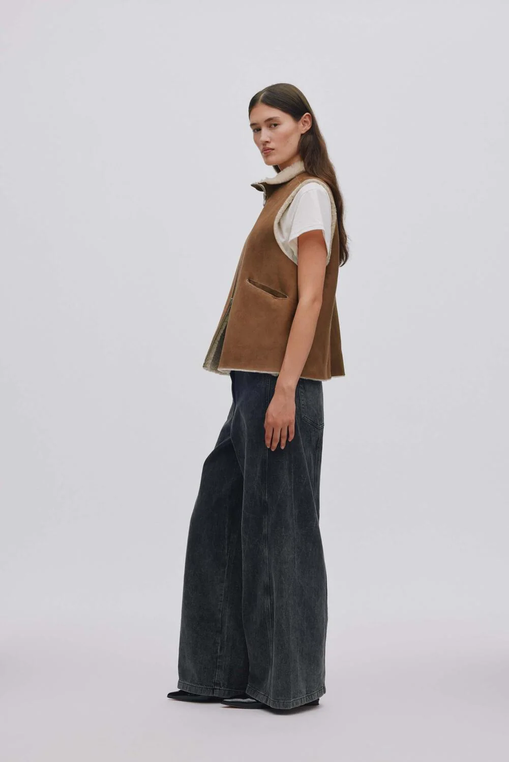 Channe Shearling vest - mørkebrun - Image 5